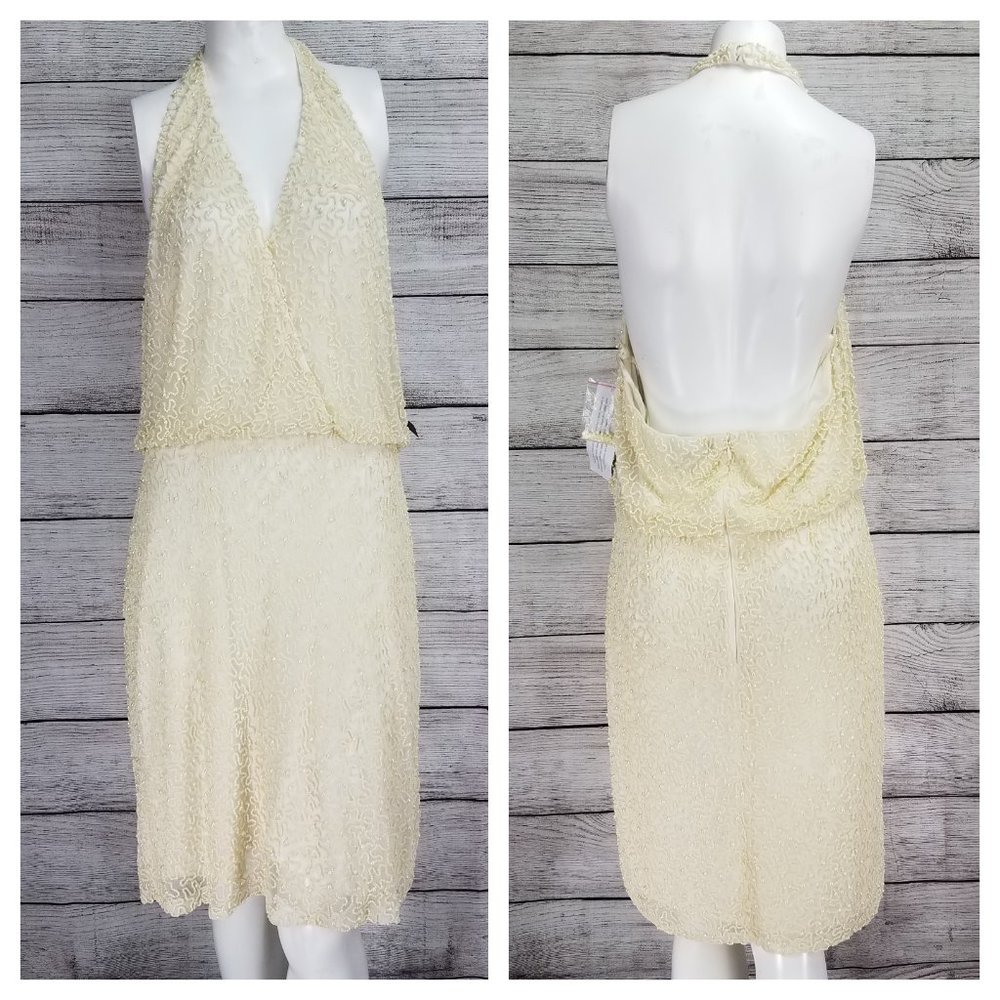 NEW Aidan Mattox 12 Halter Open Back Beaded Dress